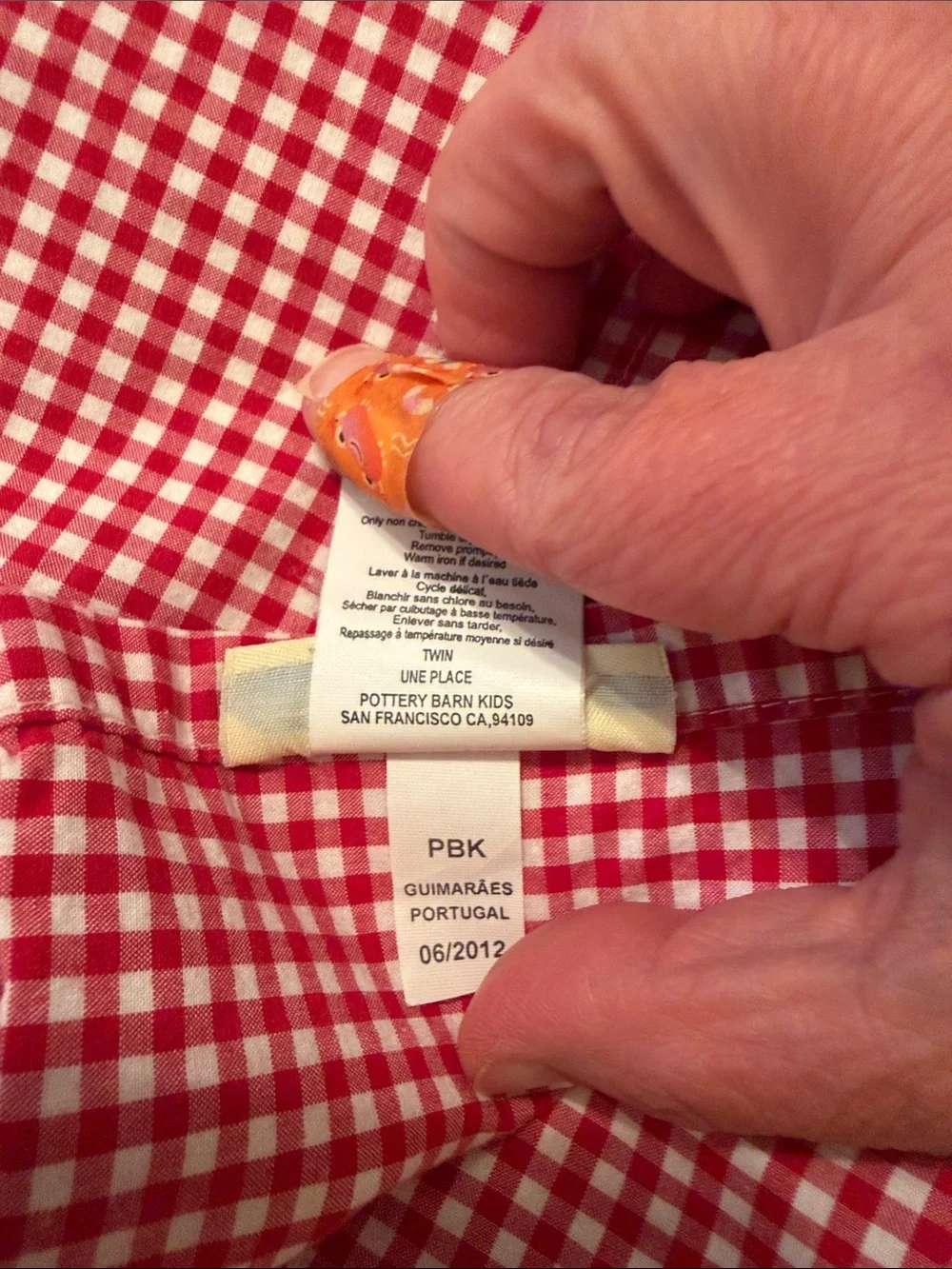 Pottery Barn Kids Twin Red Gingham Check Sheet Set 2 Pc Discontinued
